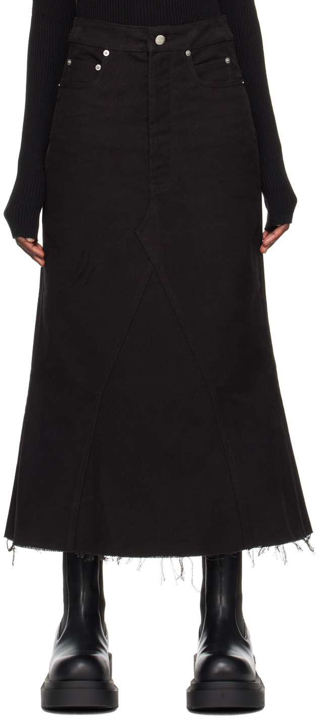 Rick Owens - Black Godet Midi Skirt
