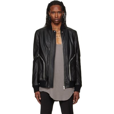 Rick Owens Rick Owens Black Heizer Leather Flight Jacket