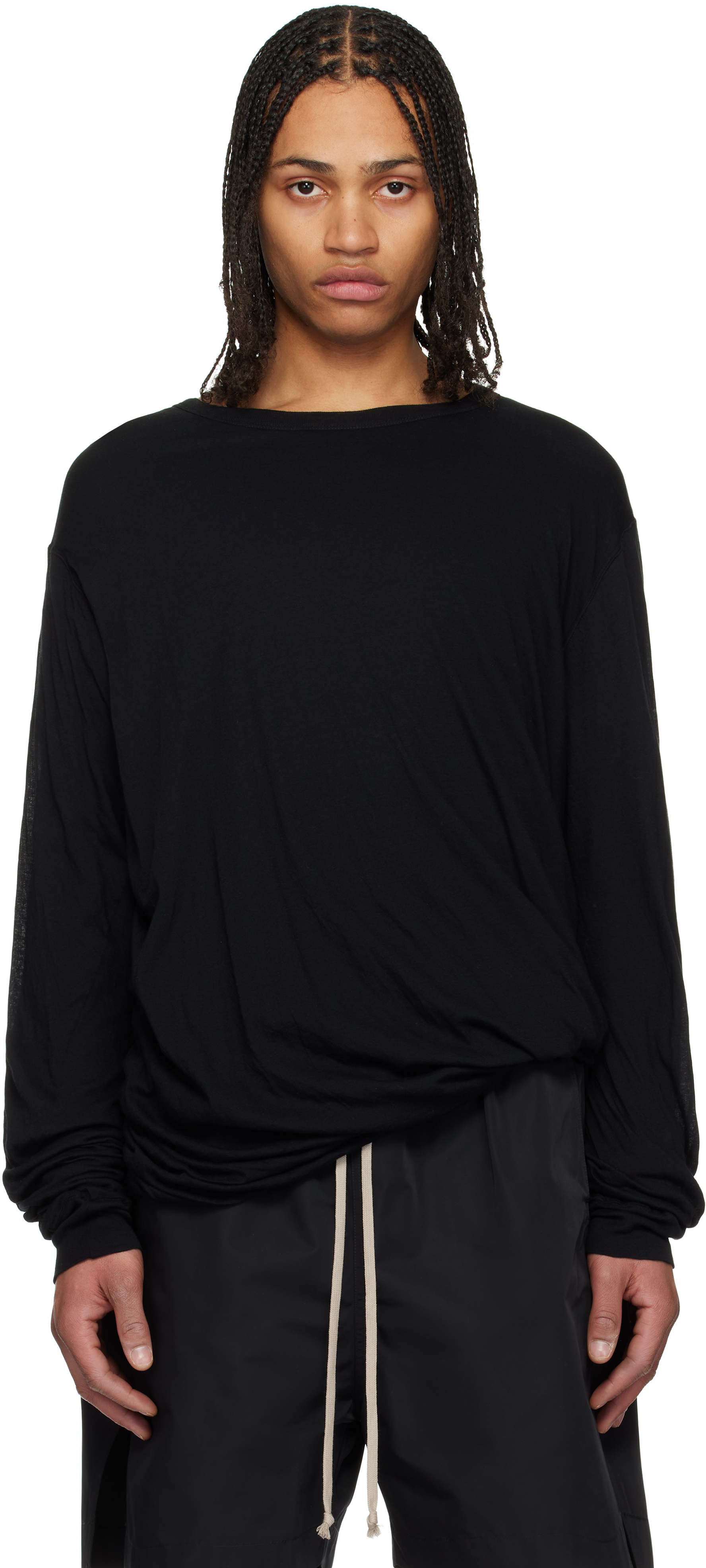 Rick Owens - Black Hollywood Jumbo Double Long Sleeve T-shirt