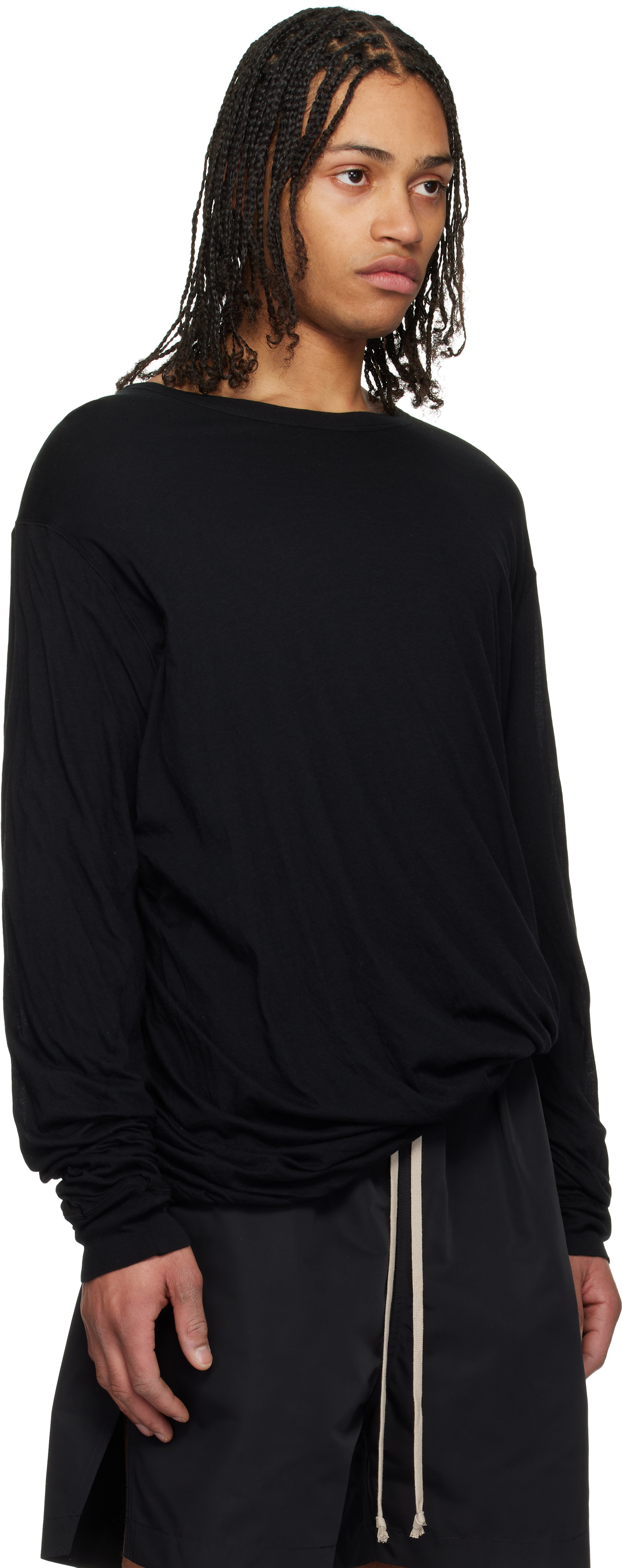 Rick Owens - Black Hollywood Jumbo Double Long Sleeve T-shirt