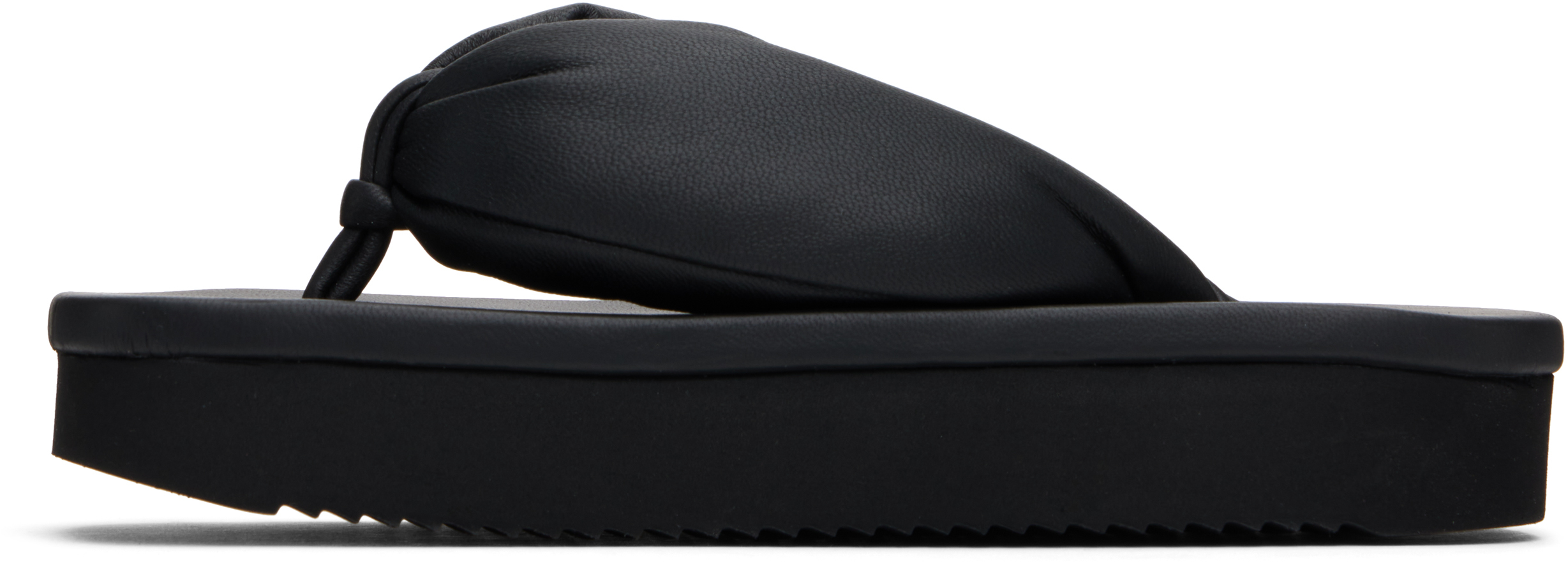Rick Owens レザーポッズ Rick Owens - Black Hollywood Peached Lambskin Flip-Flops