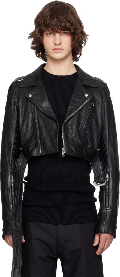 Rick Owens Rick Owens Black Temple Cropped Luke's Stooges Leather Jacket