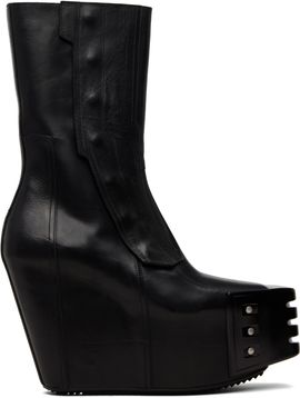 Rick Owens Rick Owens Black Temple Grilled Moto Wedge Boots