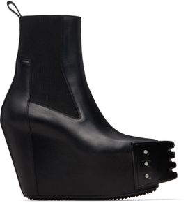 Rick Owens Rick Owens Black Temple Grilled Wedge Beatle Chelsea Boots