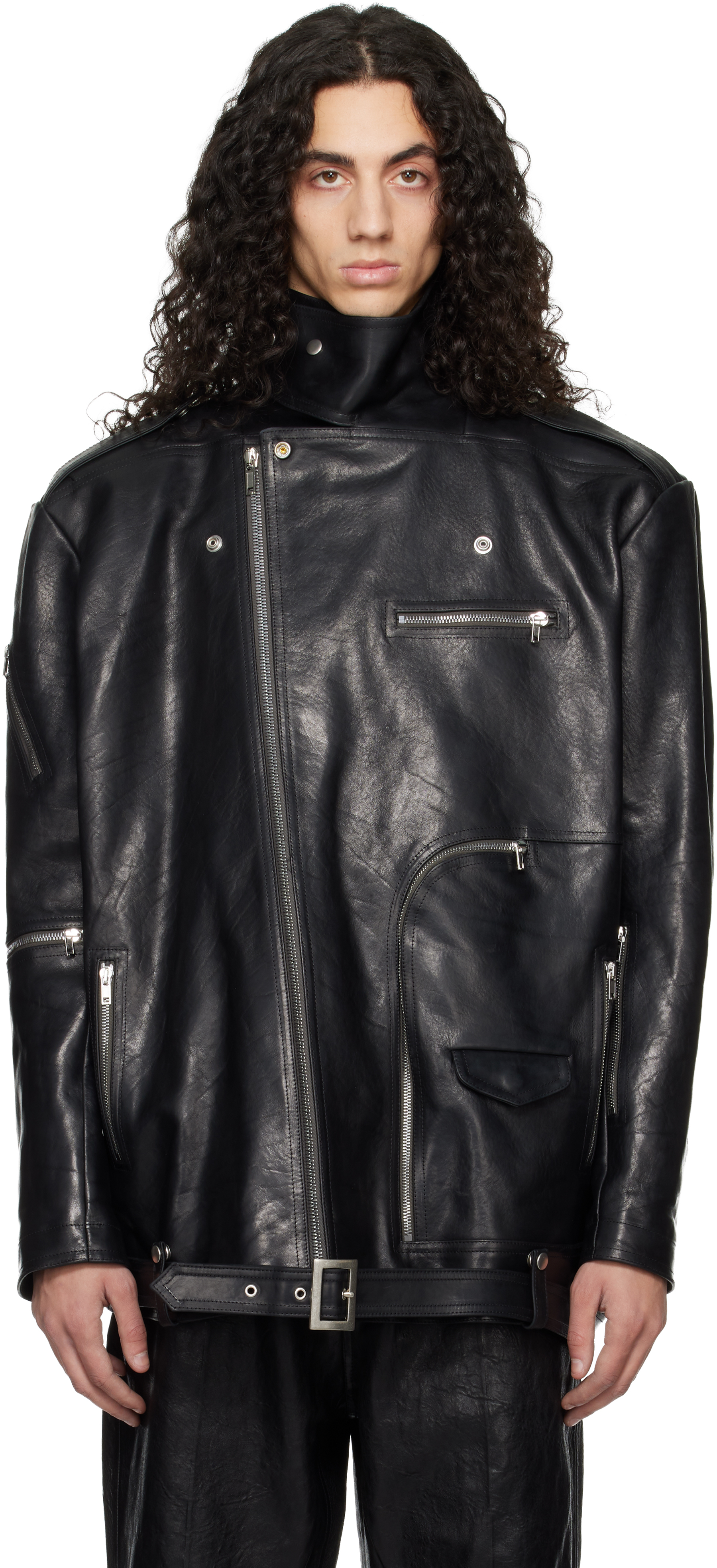 Rick Owens - Black Temple Jumbo Bauhaus Stooges Leather Jacket