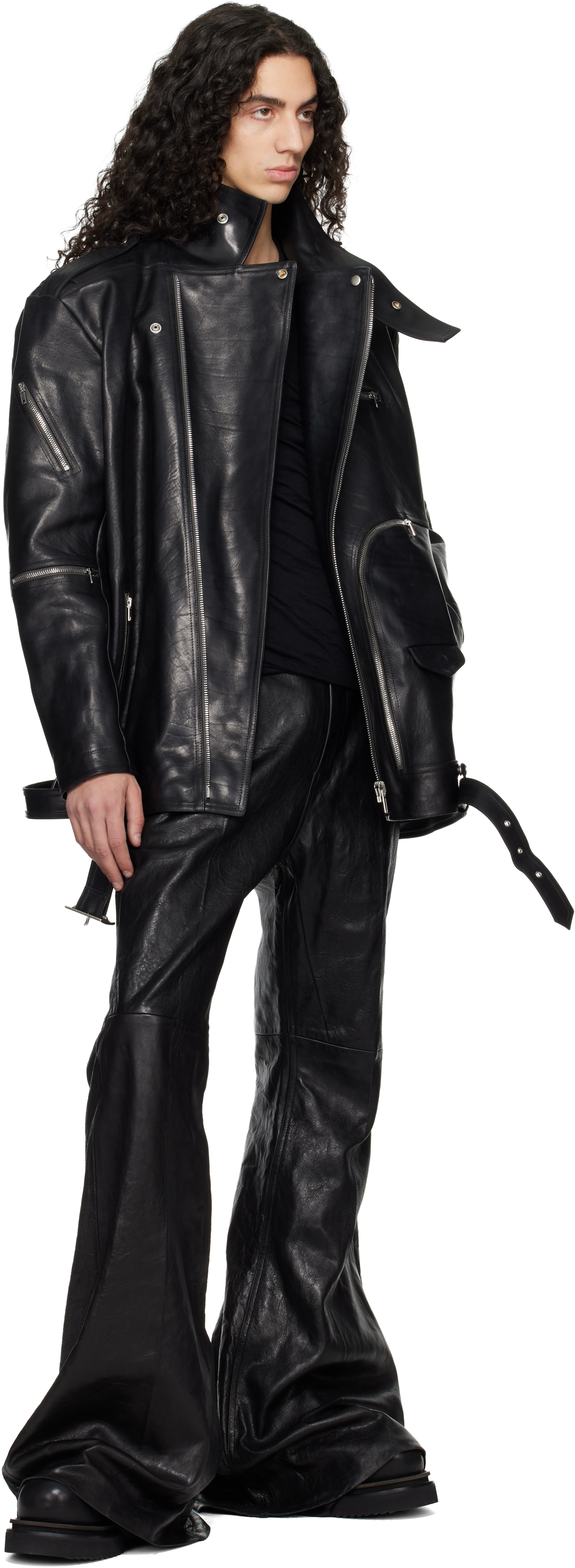 Rick Owens - Black Temple Jumbo Bauhaus Stooges Leather Jacket