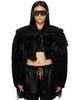 Rick Owens Rick Owens Black Tower Collage Cropped Shearling Bomber Jacket - 1