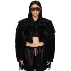 Rick Owens Rick Owens Black Tower Collage Cropped Shearling Bomber Jacket