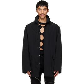 Rick Owens Rick Owens Black Tower Collared Mac Jacket