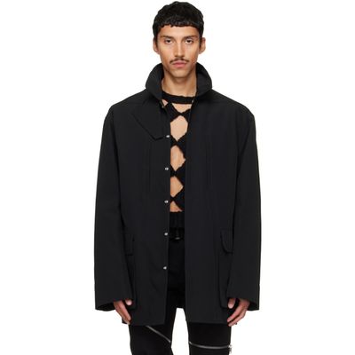 Rick Owens Rick Owens Black Tower Collared Mac Jacket