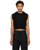 Rick Owens Rick Owens Black Tower Cropped Hooded Tank Top - 1