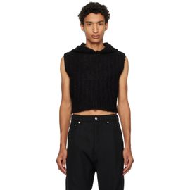 Rick Owens Rick Owens Black Tower Cropped Hooded Tank Top