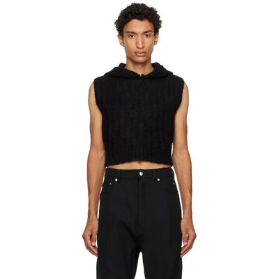 Rick Owens Rick Owens Black Tower Cropped Hooded Tank Top