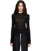 Rick Owens Rick Owens Black Tower Cropped Rib LS Hoodie - 1