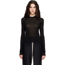 Rick Owens Rick Owens Black Tower Cropped Rib LS Hoodie