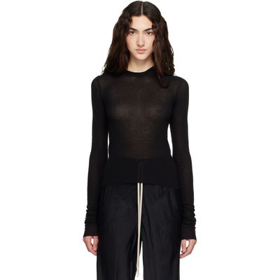 Rick Owens Rick Owens Black Tower Cropped Rib LS Hoodie