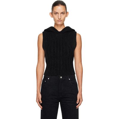 Rick Owens Rick Owens Black Tower Cropped Tank Hoodie