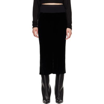 Rick Owens Rick Owens Black Tower Knee Bias Midi Skirt