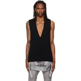 Rick Owens Rick Owens Black Tower Knit V Tank Top