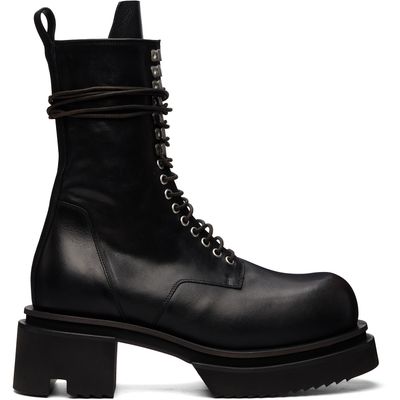 Rick Owens Rick Owens Black Tower Lace Up Bogun Boots