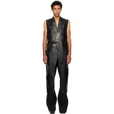 Rick Owens Rick Owens Black Tower Long Lab Leather Vest