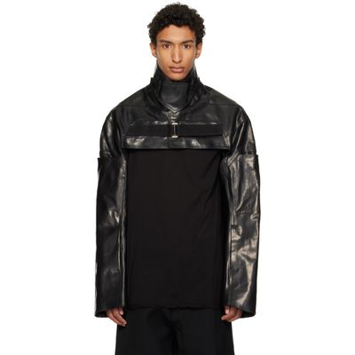 Rick Owens Rick Owens Black Tower Mac Cropped Leather Jacket