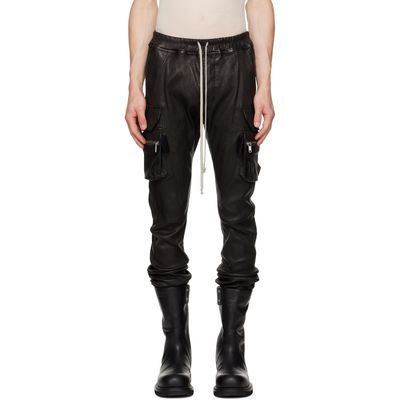 Rick Owens Rick Owens Black Tower Mastodon Leather Cargo Pants