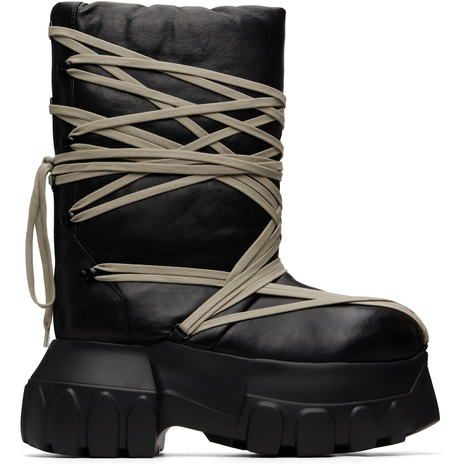 Rick Owens - Black Tower Megalace Tractor Boots