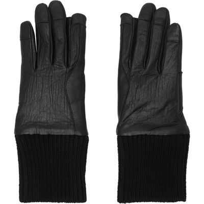 Rick Owens Rick Owens Black Tower Rib Cuff Gloves