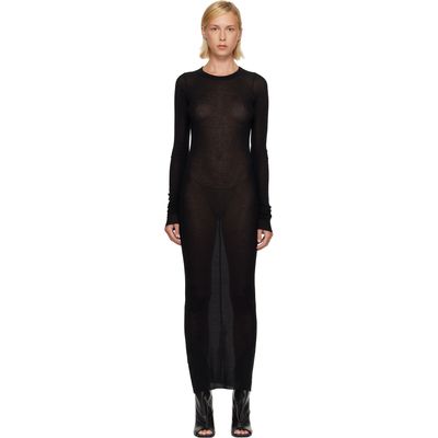 Rick Owens Rick Owens Black Tower Rib LS Midi Dress