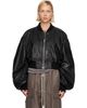 Rick Owens Rick Owens Black Tower Secchia Cropped Leather Flight Jacket - 1