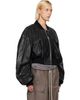 Rick Owens Rick Owens Black Tower Secchia Cropped Leather Flight Jacket - 2