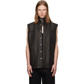 Rick Owens Rick Owens Black Tower SL Leather Outershirt
