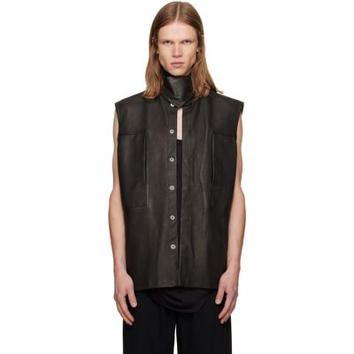 Rick Owens Rick Owens Black Tower SL Leather Outershirt