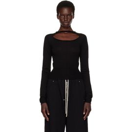 Rick Owens Rick Owens Black Tower Slashed Cropped Pull Sweater
