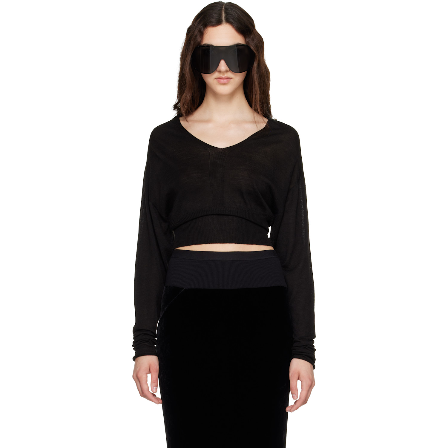 Rick Owens - Black Tower V Cropped Sweater