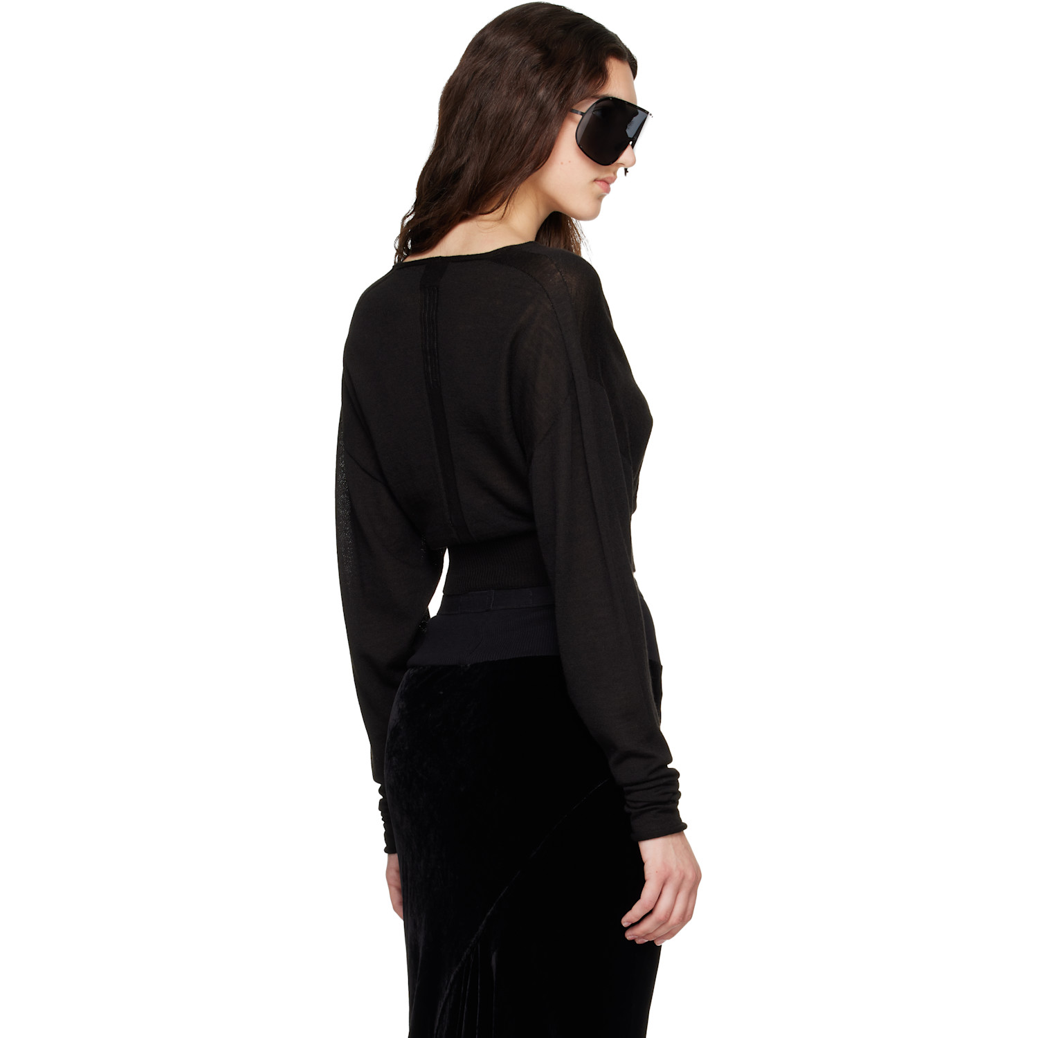Rick Owens - Black Tower V Cropped Sweater