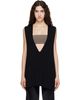Rick Owens Rick Owens Black Tower Wool Knit V Neck Vest - 1