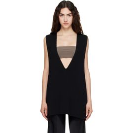 Rick Owens Rick Owens Black Tower Wool Knit V Neck Vest