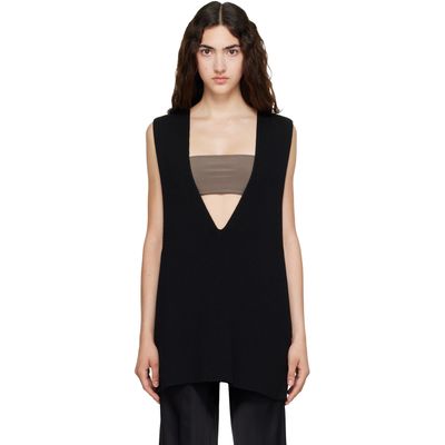 Rick Owens Rick Owens Black Tower Wool Knit V Neck Vest