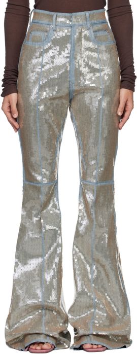 Rick Owens Rick Owens Blue & Beige Temple Bolan Bootcut Jeans