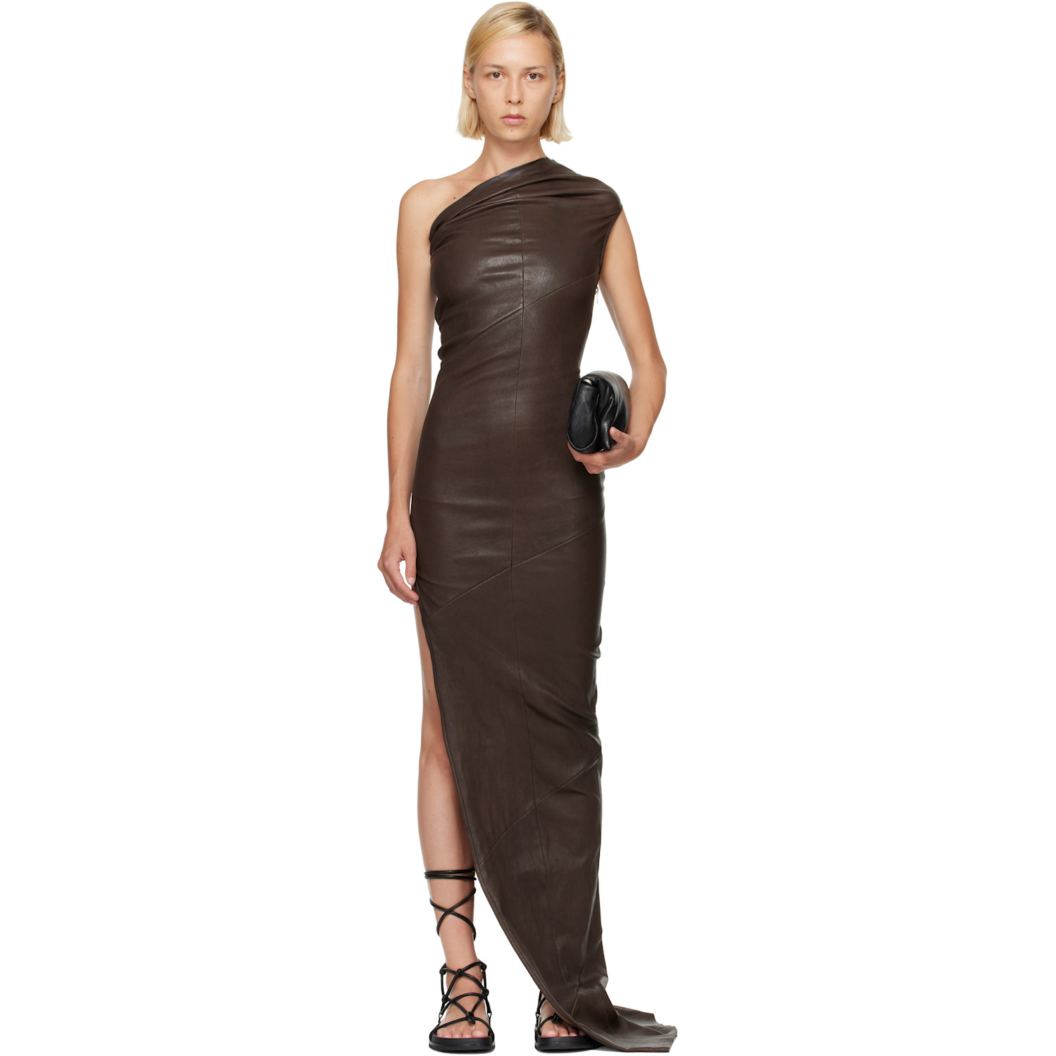 brown leather maxi dress Clothing : Maxi Dresses : 'Sahara' Cocoa Vegan Leather Maxi Dress