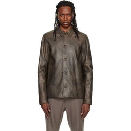 Rick Owens Rick Owens Brown Buttoned Brad Leather Jacket