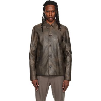 Rick Owens Rick Owens Brown Buttoned Brad Leather Jacket
