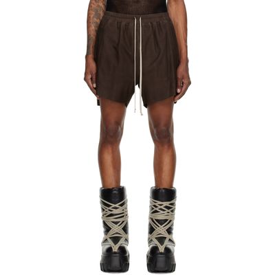 Rick Owens Rick Owens Brown Rick S Boxers Leather Shorts