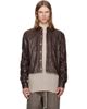 Rick Owens Rick Owens Brown Tower Alice Leather Jacket - 1