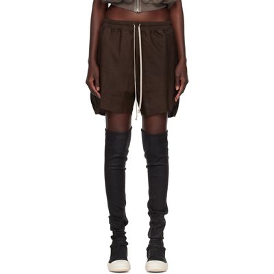 Rick Owens Rick Owens Brown Tower Boxers Leather Shorts