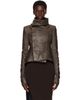 Rick Owens Rick Owens Brown Tower Buttoned Naska Leather Jacket - 1
