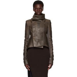 Rick Owens Rick Owens Brown Tower Buttoned Naska Leather Jacket
