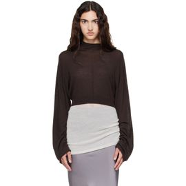 Rick Owens Rick Owens Brown Tower Cropped Tunic Hoodie